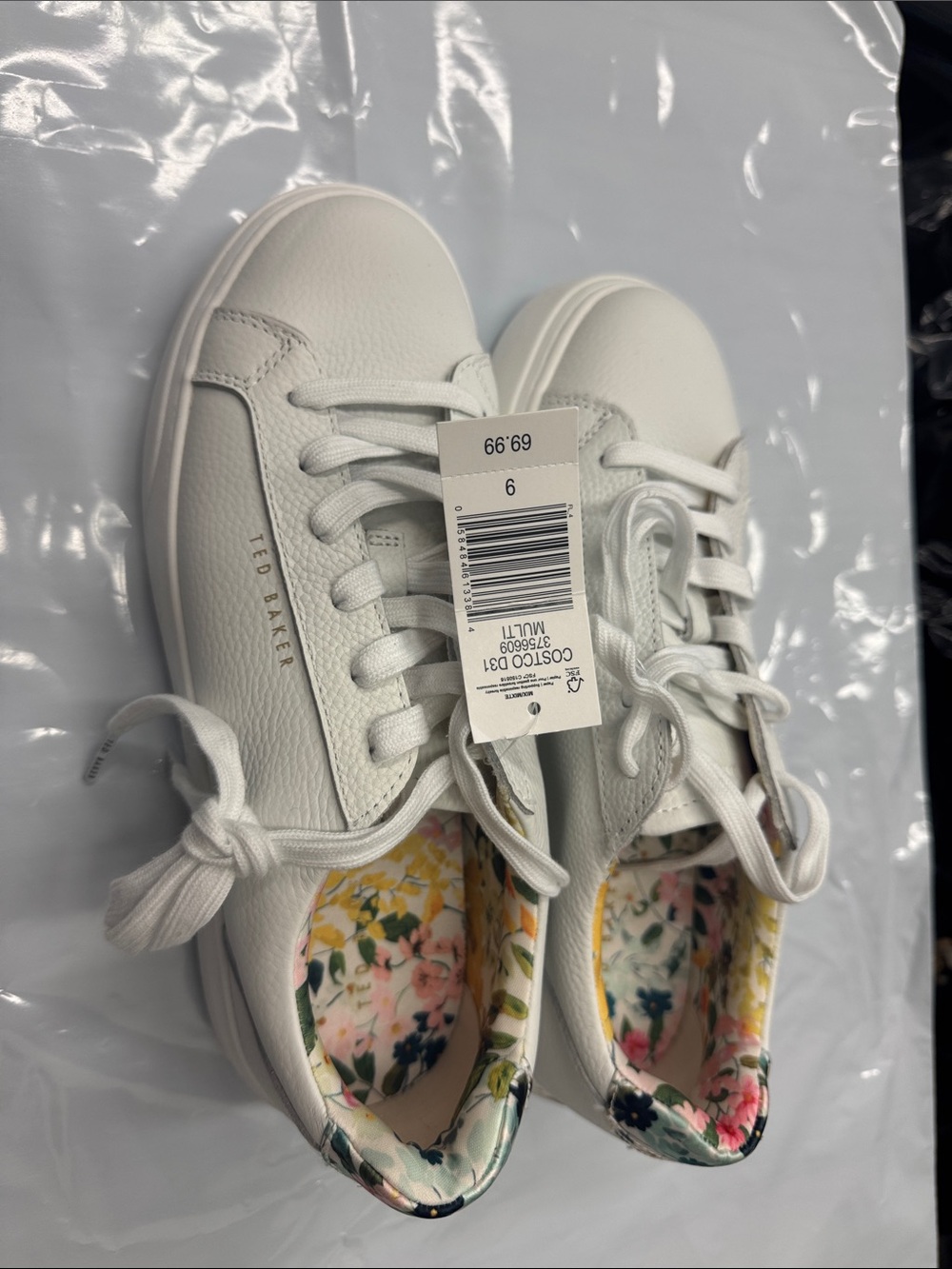 Ted Baker White Leather Sneakers with Floral Interior